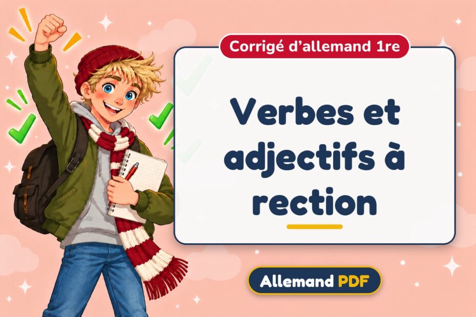 Verbes et adjectifs à rection : corrigé d’allemand 1re, illustration Allemand PDF
