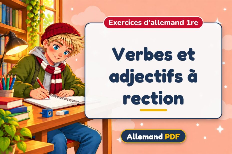 Verbes et adjectifs à rection : exercices d’allemand 1re, illustration Allemand PDF