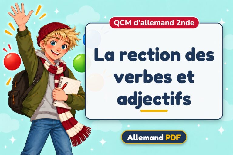 La rection des verbes et adjectifs : QCM d’allemand 2nde, illustration Allemand PDF