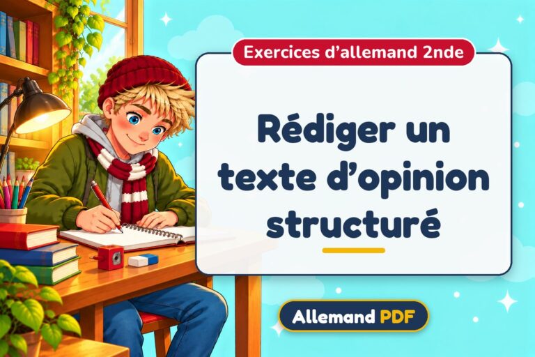 Rédiger un texte d’opinion structuré : exercices d’allemand 2nde, illustration Allemand PDF