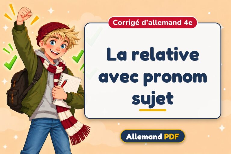 La relative avec pronom sujet : corrigé d’allemand 4e, illustration Allemand PDF