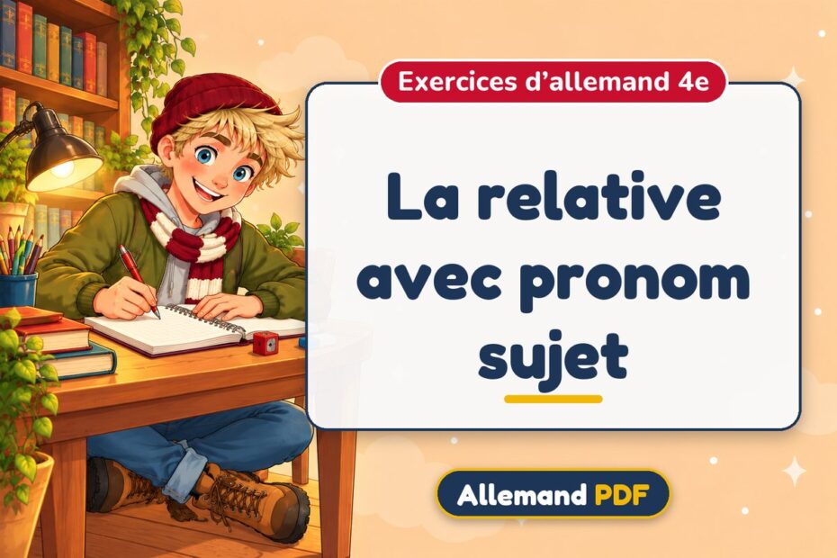 La relative avec pronom sujet : exercices d’allemand 4e, illustration Allemand PDF