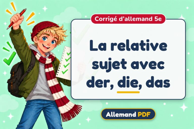 La relative sujet avec der, die, das : corrigé d’allemand 5e, illustration Allemand PDF