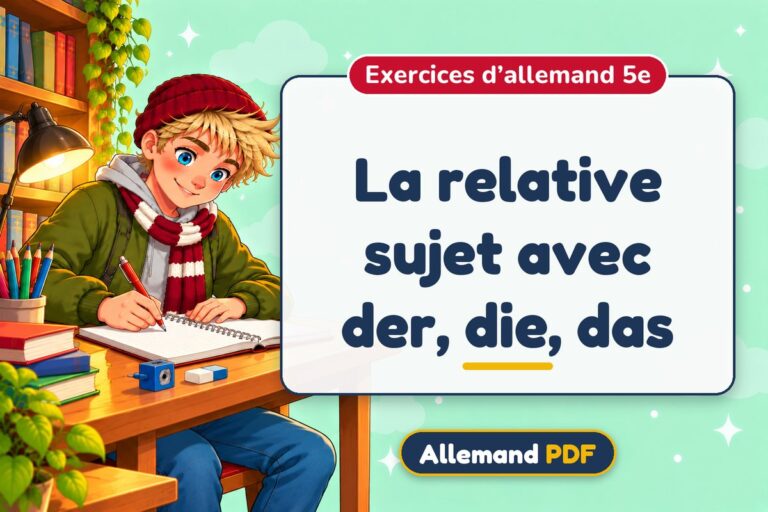 La relative sujet avec der, die, das : exercices d’allemand 5e, illustration Allemand PDF