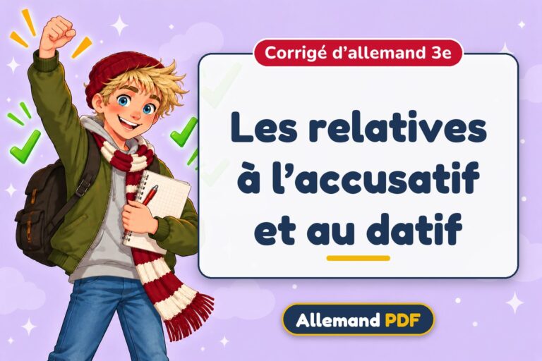 Les relatives à l’accusatif et au datif : corrigé d’allemand 3e, illustration Allemand PDF