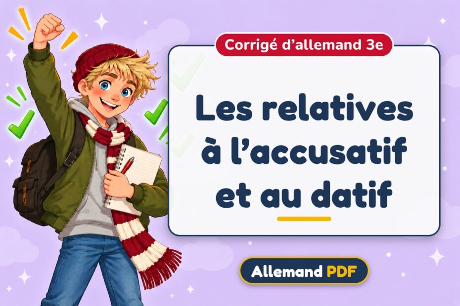 Les relatives à l’accusatif et au datif : corrigé d’allemand 3e, illustration Allemand PDF