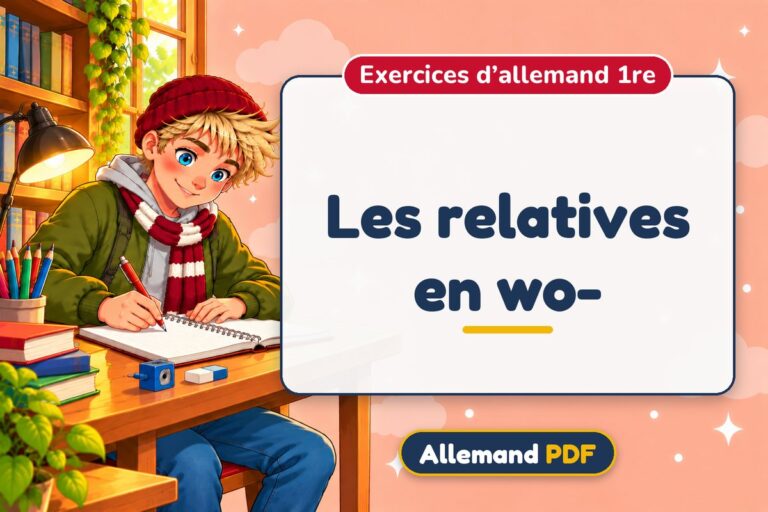 Les relatives en wo- : exercices d’allemand 1re, illustration Allemand PDF