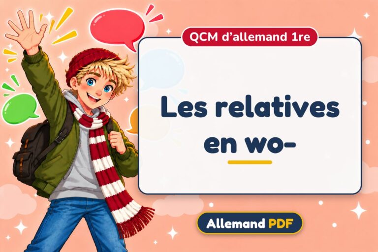 Les relatives en wo- : QCM d’allemand 1re, illustration Allemand PDF