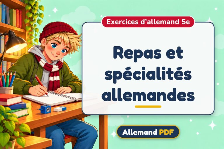 Repas et spécialités allemandes : exercices d’allemand 5e, illustration Allemand PDF