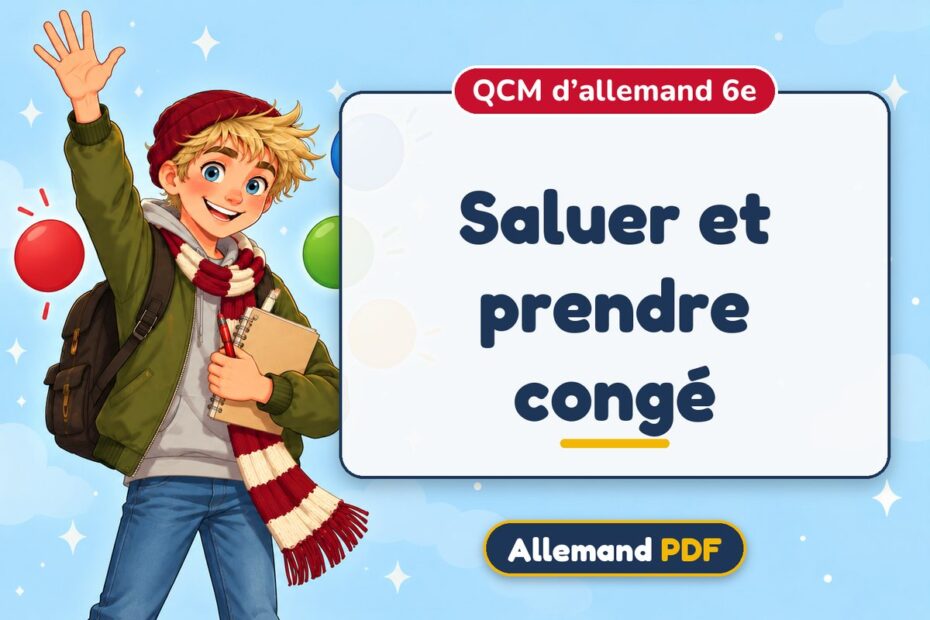 Saluer et prendre congé : QCM d’allemand 6e, illustration Allemand PDF
