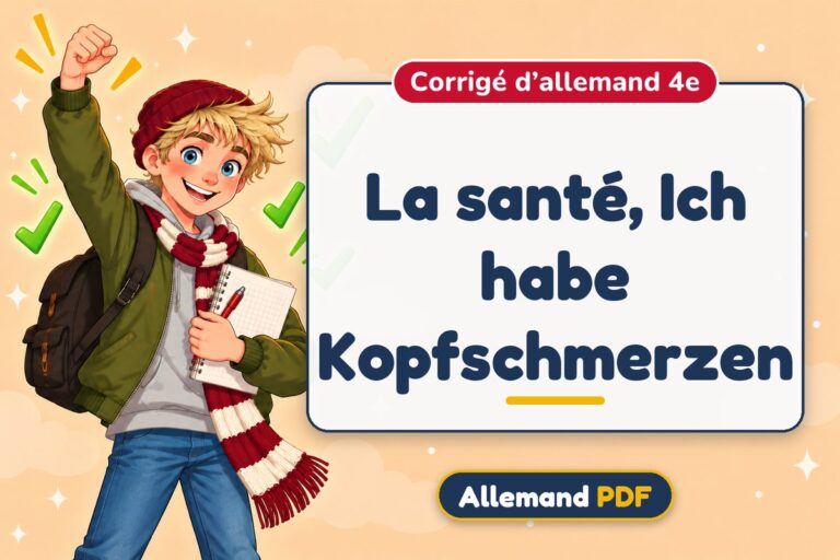 La santé, Ich habe Kopfschmerzen : corrigé d’allemand 4e, illustration Allemand PDF