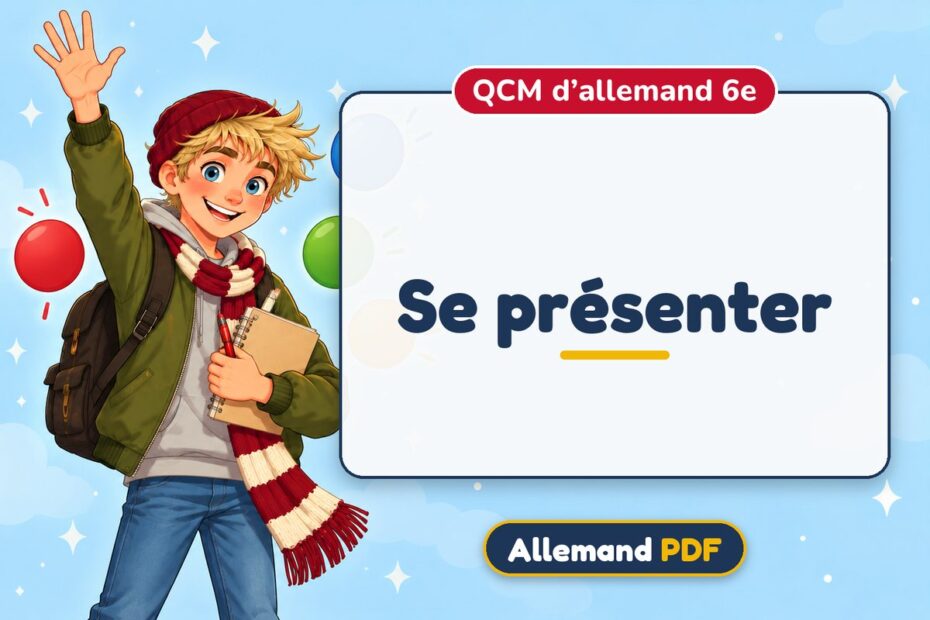 Se présenter : QCM d’allemand 6e, illustration Allemand PDF