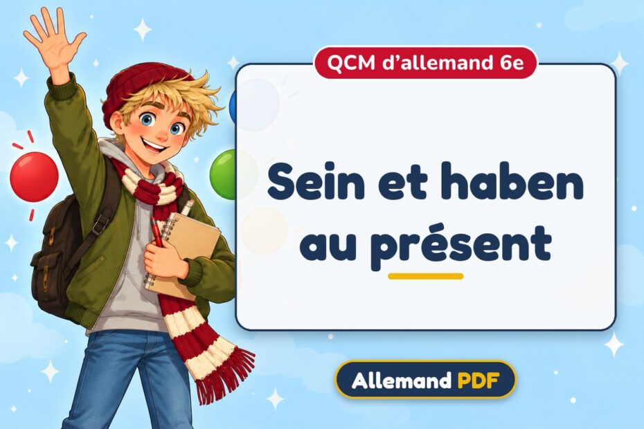 Sein et haben au présent : QCM d’allemand 6e, illustration Allemand PDF