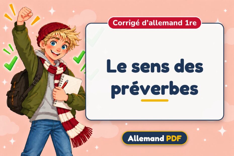 Le sens des préverbes : corrigé d’allemand 1re, illustration Allemand PDF