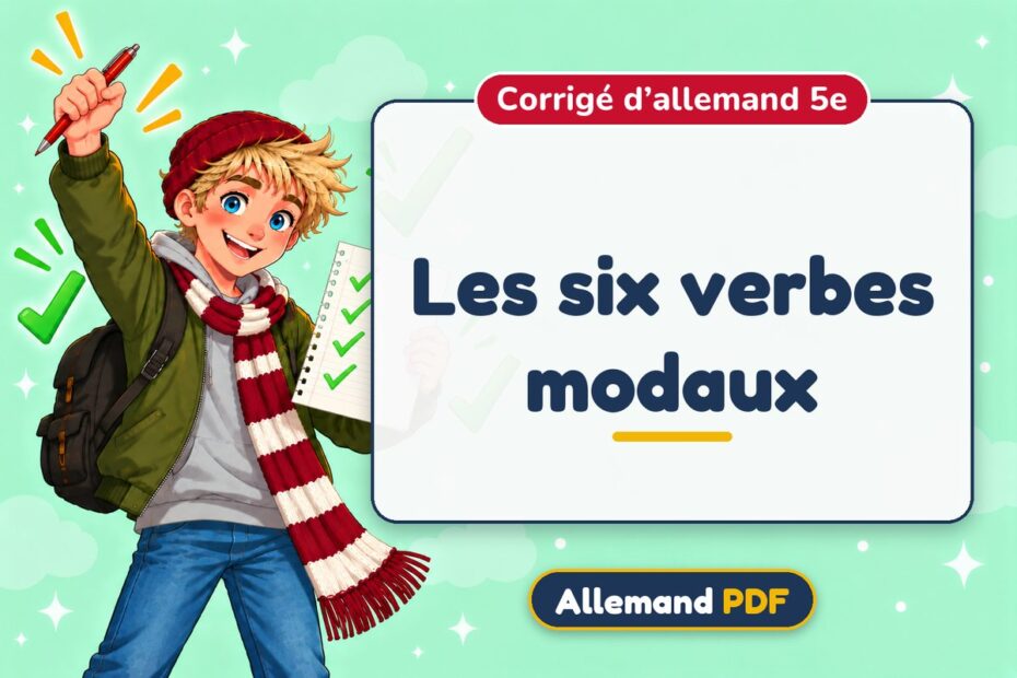 Les six verbes modaux : corrigé d’allemand 5e, illustration Allemand PDF