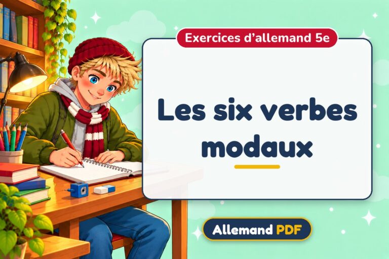 Les six verbes modaux : exercices d’allemand 5e, illustration Allemand PDF