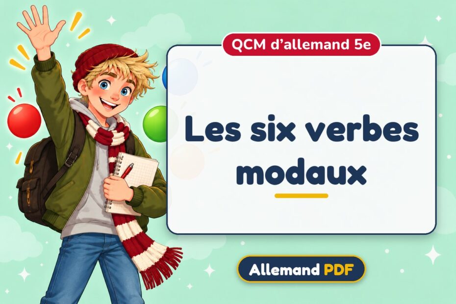 Les six verbes modaux : QCM d’allemand 5e, illustration Allemand PDF