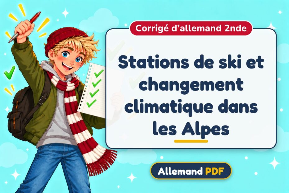 Stations de ski et changement climatique dans les Alpes : corrigé d’allemand 2nde, illustration Allemand PDF