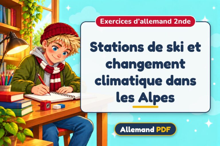 Stations de ski et changement climatique dans les Alpes : exercices d’allemand 2nde, illustration Allemand PDF