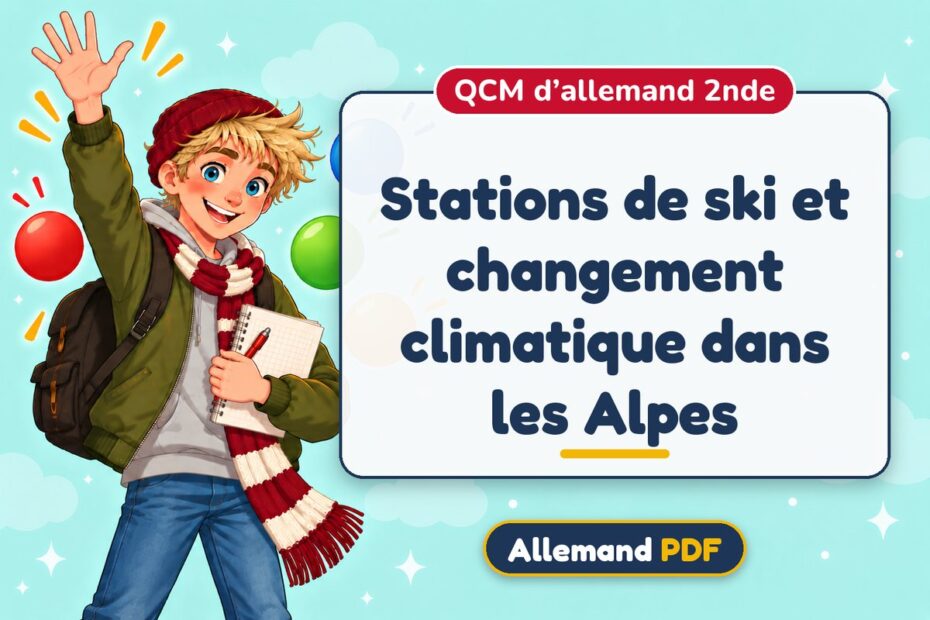 Stations de ski et changement climatique dans les Alpes : QCM d’allemand 2nde, illustration Allemand PDF