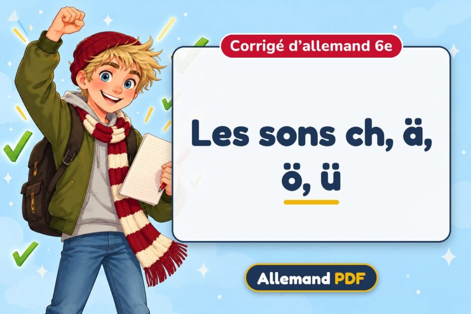 Les sons ch, ä, ö, ü : corrigé d’allemand 6e, illustration Allemand PDF