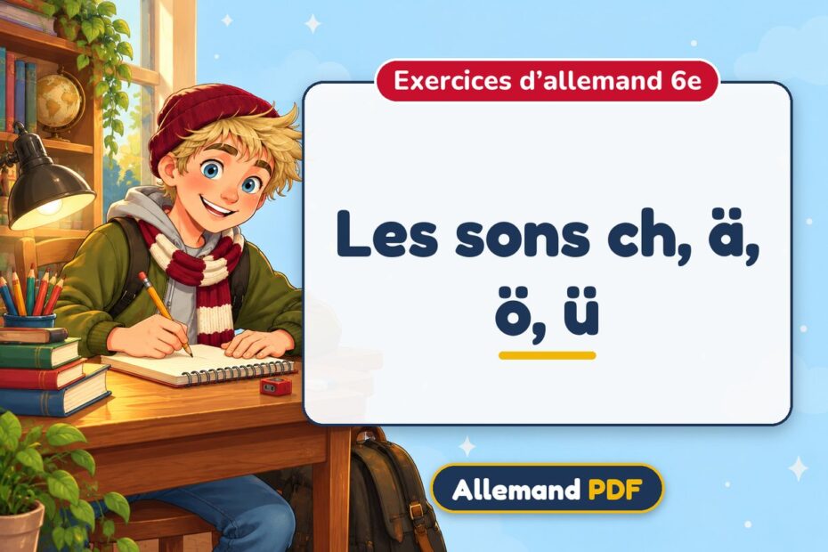 Les sons ch, ä, ö, ü : exercices d’allemand 6e, illustration Allemand PDF