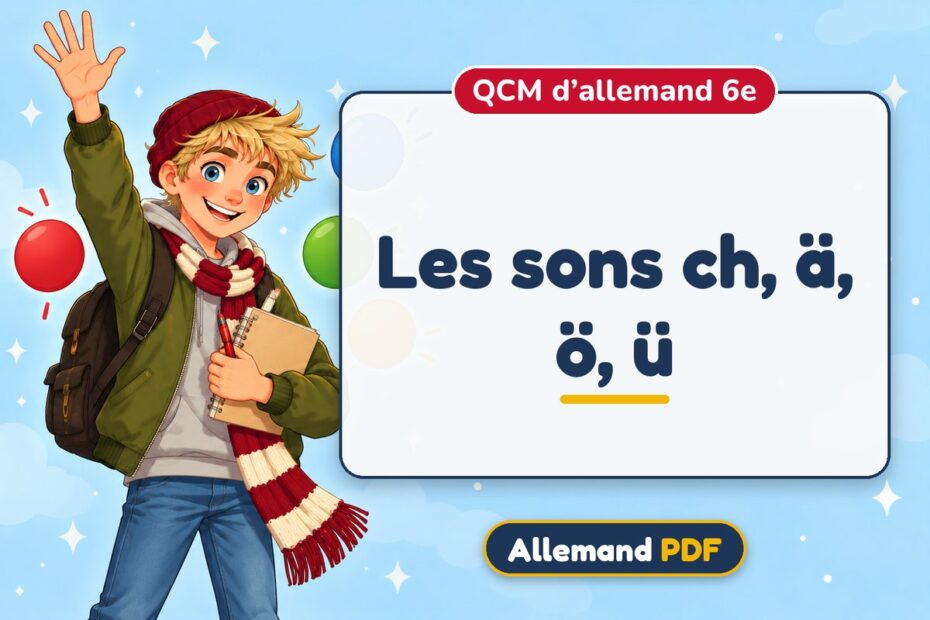 Les sons ch, ä, ö, ü : QCM d’allemand 6e, illustration Allemand PDF