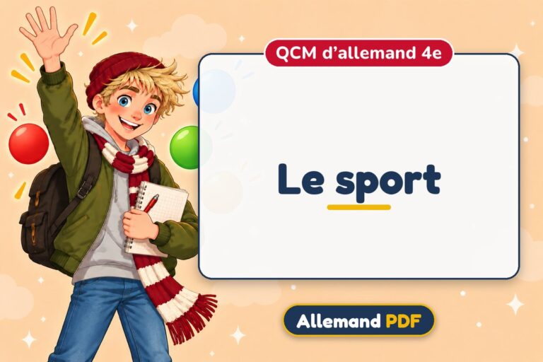 Le sport : QCM d’allemand 4e, illustration Allemand PDF