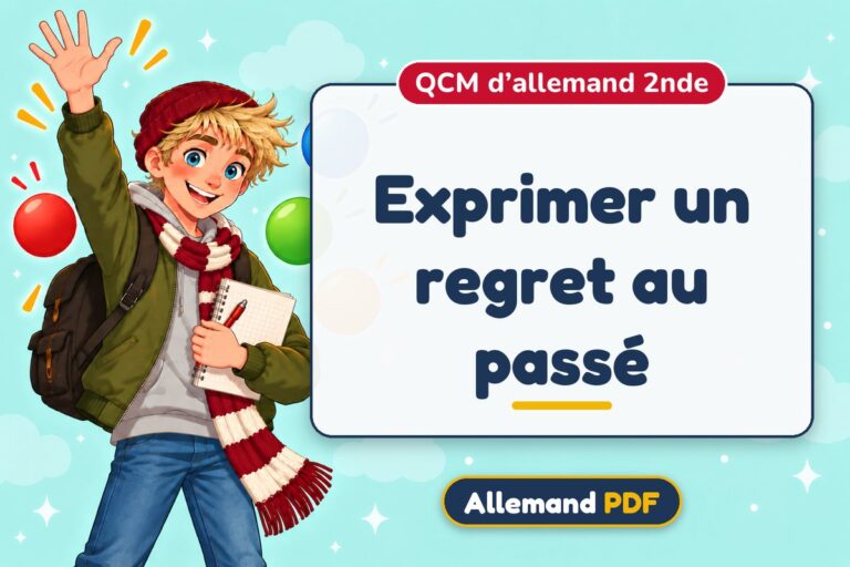 Exprimer un regret au passé : QCM d’allemand 2nde, illustration Allemand PDF