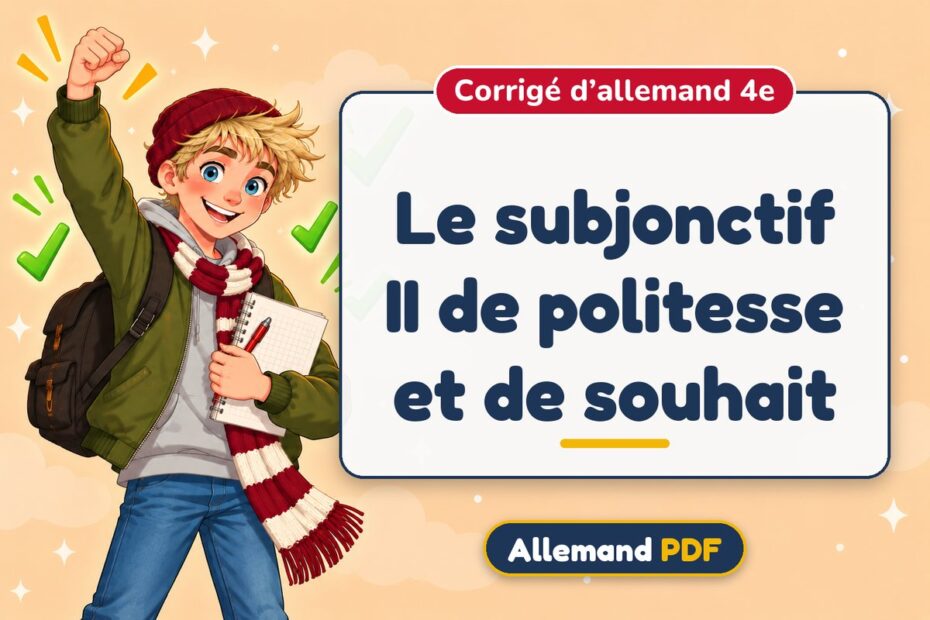 Le subjonctif II de politesse et de souhait : corrigé d’allemand 4e, illustration Allemand PDF