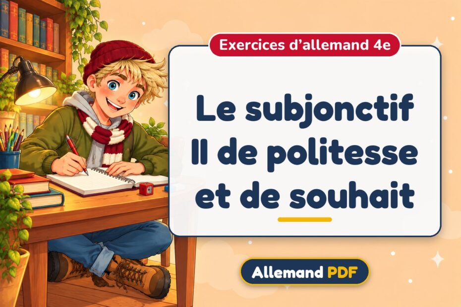Le subjonctif II de politesse et de souhait : exercices d’allemand 4e, illustration Allemand PDF