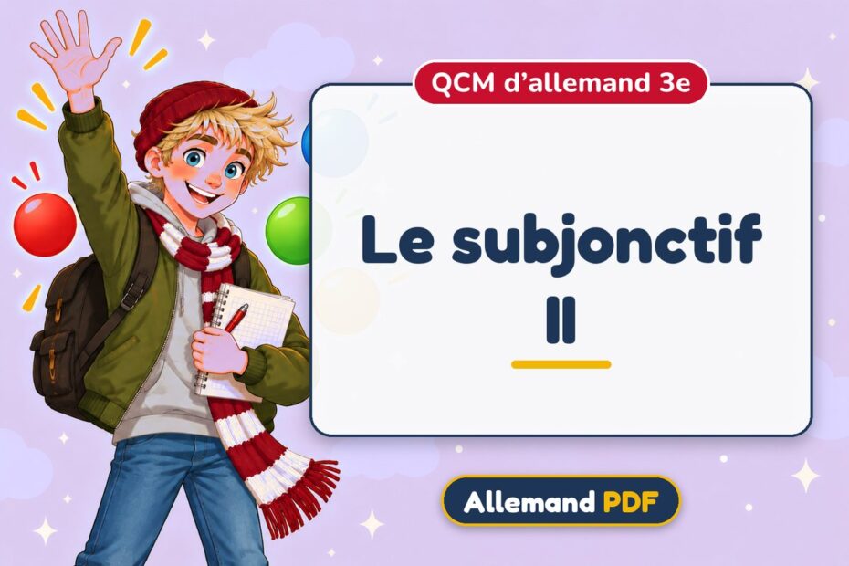 Le subjonctif II : QCM d’allemand 3e, illustration Allemand PDF