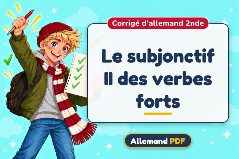 Le subjonctif II des verbes forts : corrigé d’allemand 2nde, illustration Allemand PDF