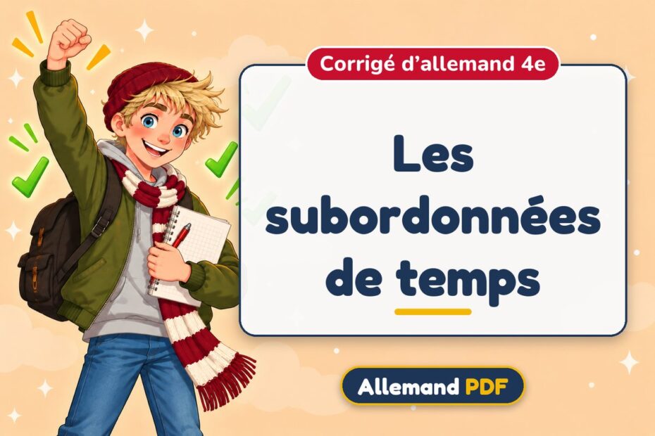 Les subordonnées de temps : corrigé d’allemand 4e, illustration Allemand PDF