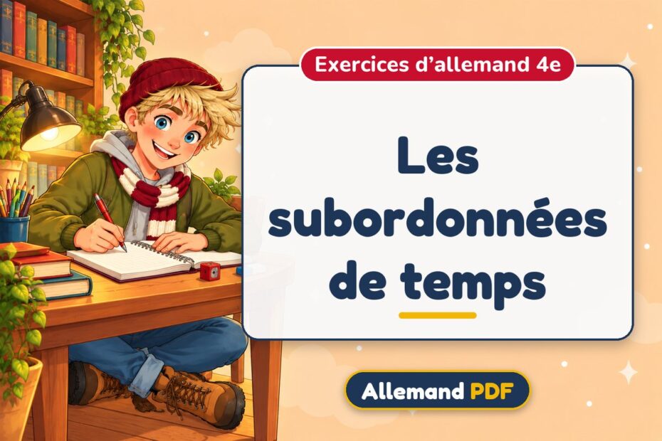 Les subordonnées de temps : exercices d’allemand 4e, illustration Allemand PDF