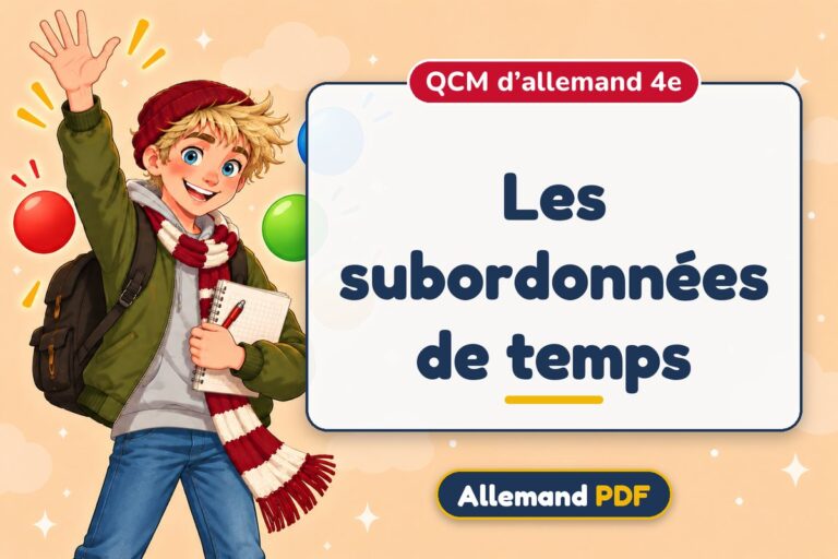 Les subordonnées de temps : QCM d’allemand 4e, illustration Allemand PDF