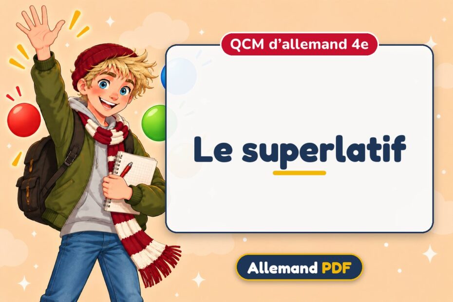 Le superlatif : QCM d’allemand 4e, illustration Allemand PDF
