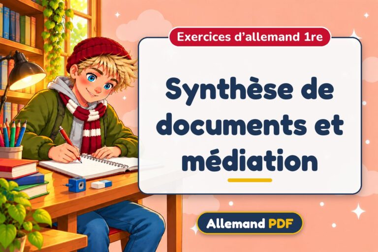 Synthèse de documents et médiation : exercices d’allemand 1re, illustration Allemand PDF