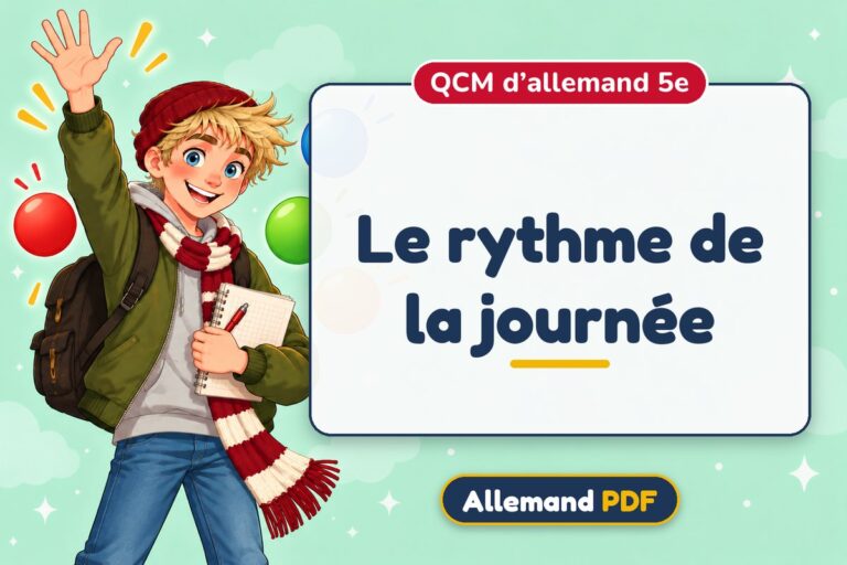 Le rythme de la journée : QCM d’allemand 5e, illustration Allemand PDF