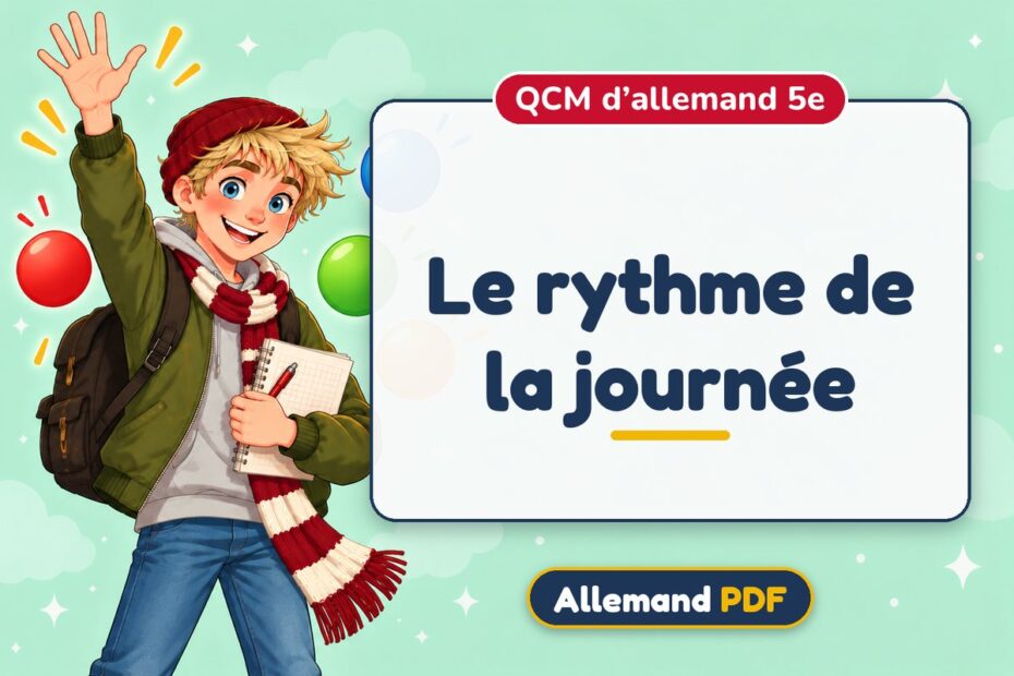 Le rythme de la journée : QCM d’allemand 5e, illustration Allemand PDF