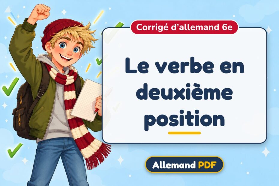 Le verbe en deuxième position : corrigé d’allemand 6e, illustration Allemand PDF