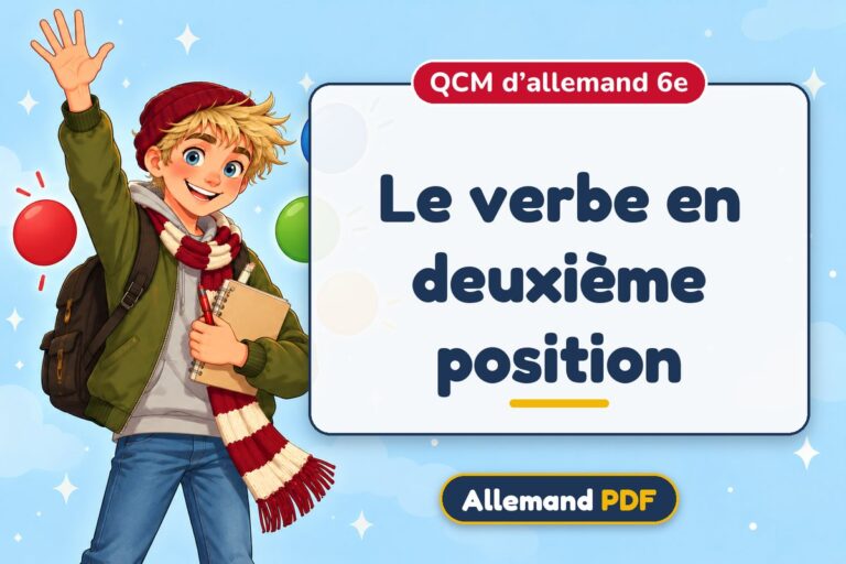 Le verbe en deuxième position : QCM d’allemand 6e, illustration Allemand PDF