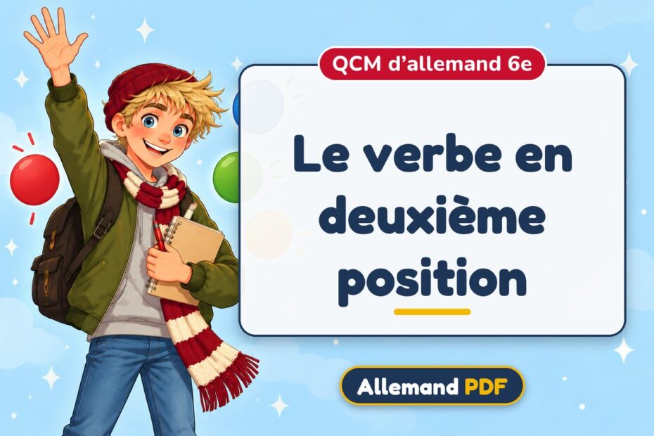 Le verbe en deuxième position : QCM d’allemand 6e, illustration Allemand PDF