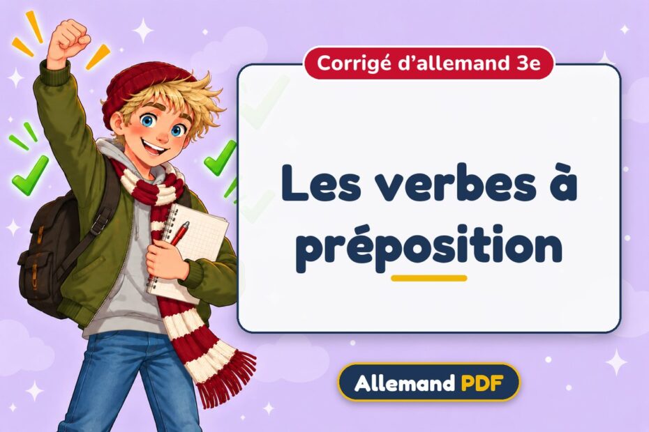 Les verbes à préposition : corrigé d’allemand 3e, illustration Allemand PDF