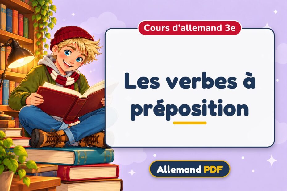 Les verbes à préposition : cours d’allemand 3e, illustration Allemand PDF