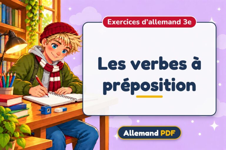 Les verbes à préposition : exercices d’allemand 3e, illustration Allemand PDF
