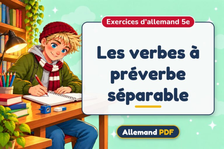 Les verbes à préverbe séparable : exercices d’allemand 5e, illustration Allemand PDF