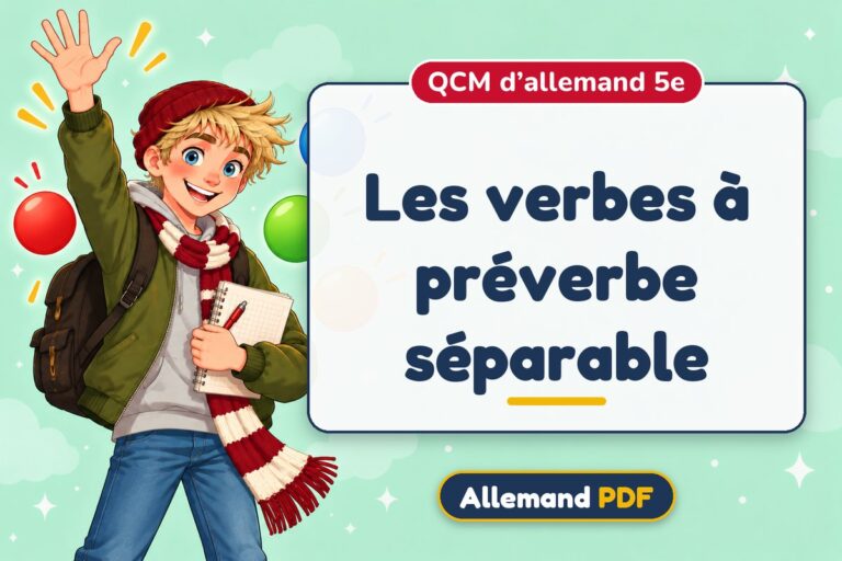Les verbes à préverbe séparable : QCM d’allemand 5e, illustration Allemand PDF