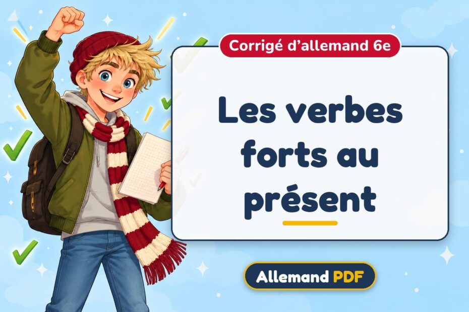 Les verbes forts au présent : corrigé d’allemand 6e, illustration Allemand PDF