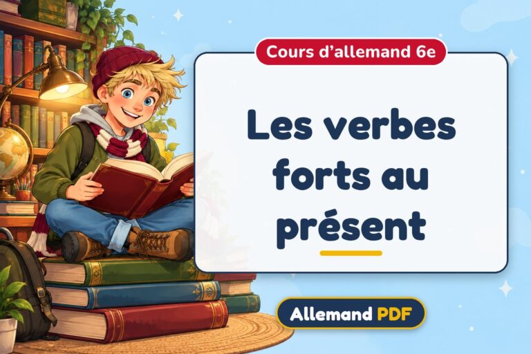Les verbes forts au présent : cours d’allemand 6e, illustration Allemand PDF